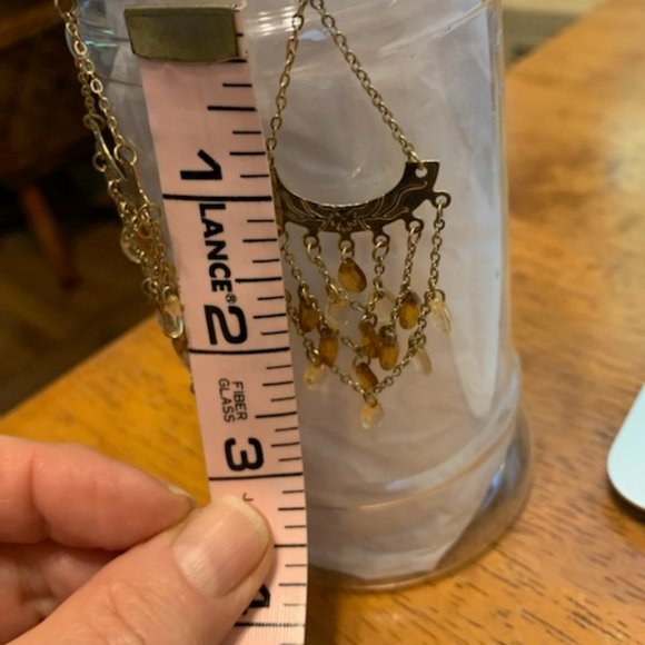 Gold Tone Dangle Earrings with beads - Picture 6 of 8